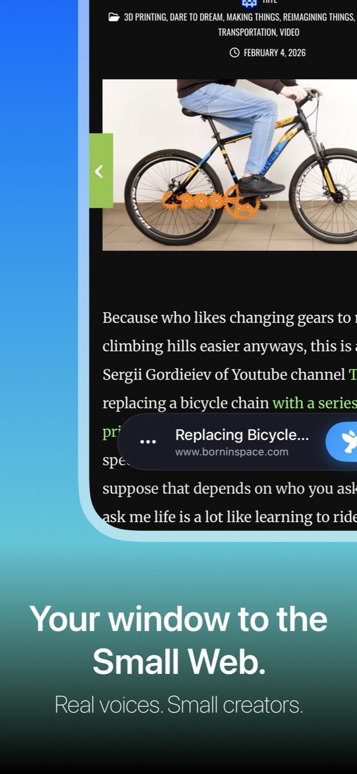 Starling marketing screenshot: Your window to the Small Web.